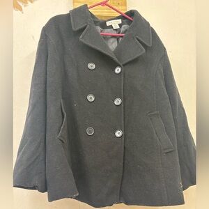 Preston & York Women's Black Double-Breasted wool Coat size XL